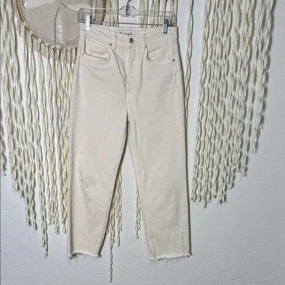 Frank & Eileen Monaghan Cream Cropped High Rise Denim Size 27 - Picture 2 of 13